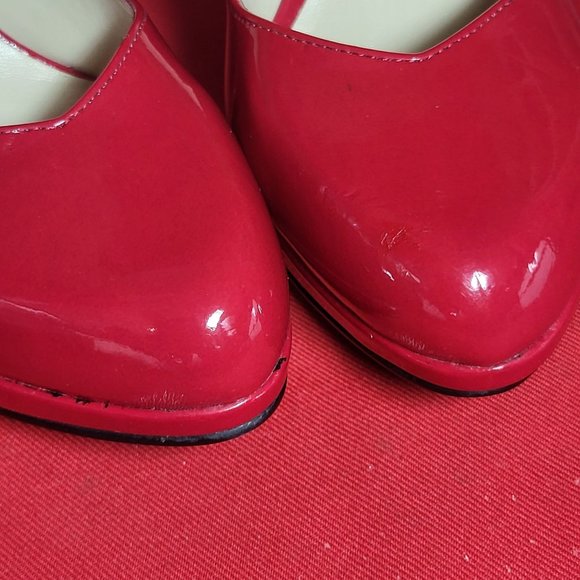 Nine West Womens Shoes Red Mary Jane Pumps Ankle Strap Spike High Heels 9M - Picture 11 of 15